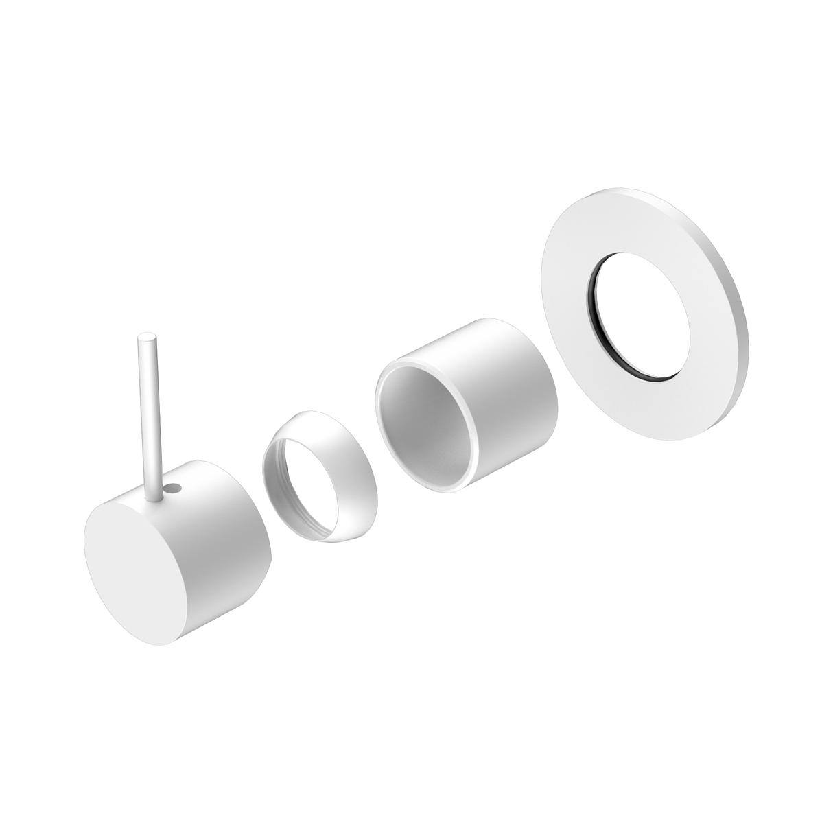 An image of Nero Tapware Mecca Shower Mixer Handle Up 80mm Plate Trim Kits Only Matte White