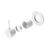 An image of Nero Tapware Mecca Shower Mixer Handle Up 80mm Plate Trim Kits Only Matte White