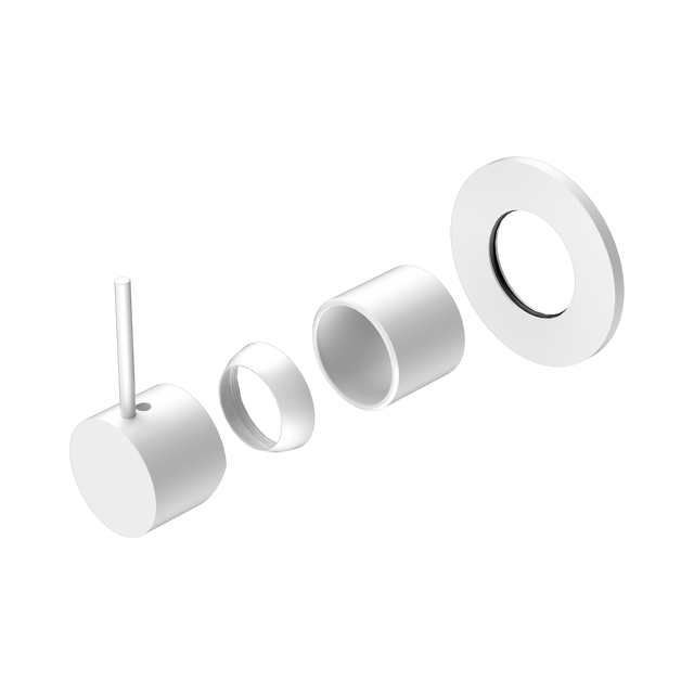 An image of Nero Tapware Mecca Shower Mixer Handle Up 80mm Plate Trim Kits Only Matte White