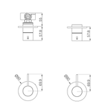 A line drawing of Nero Tapware Mecca Shower Mixer Handle Up 80mm Plate Trim Kits Only Matte White