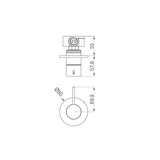 A line drawing of Nero Tapware Mecca Shower Mixer Handle Up 80mm Plate Chrome