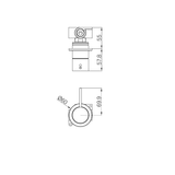A line drawing of Nero Tapware Mecca Shower Mixer 60mm Handle Up Plate Chrome