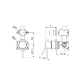 A line drawing of Nero Tapware Mecca Shower Mixer With Diverter Separate Back Plate Chrome