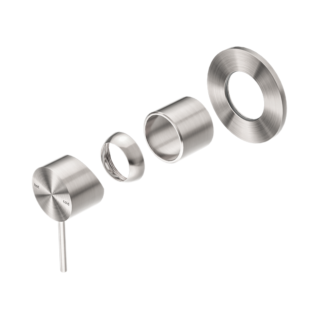 An image of Nero Tapware Mecca Shower Mixer 80mm Plate Trim Kits Only Brushed Nickel