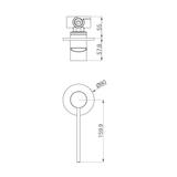 A line drawing of Nero Tapware Mecca Care Shower Mixer Brushed Gold
