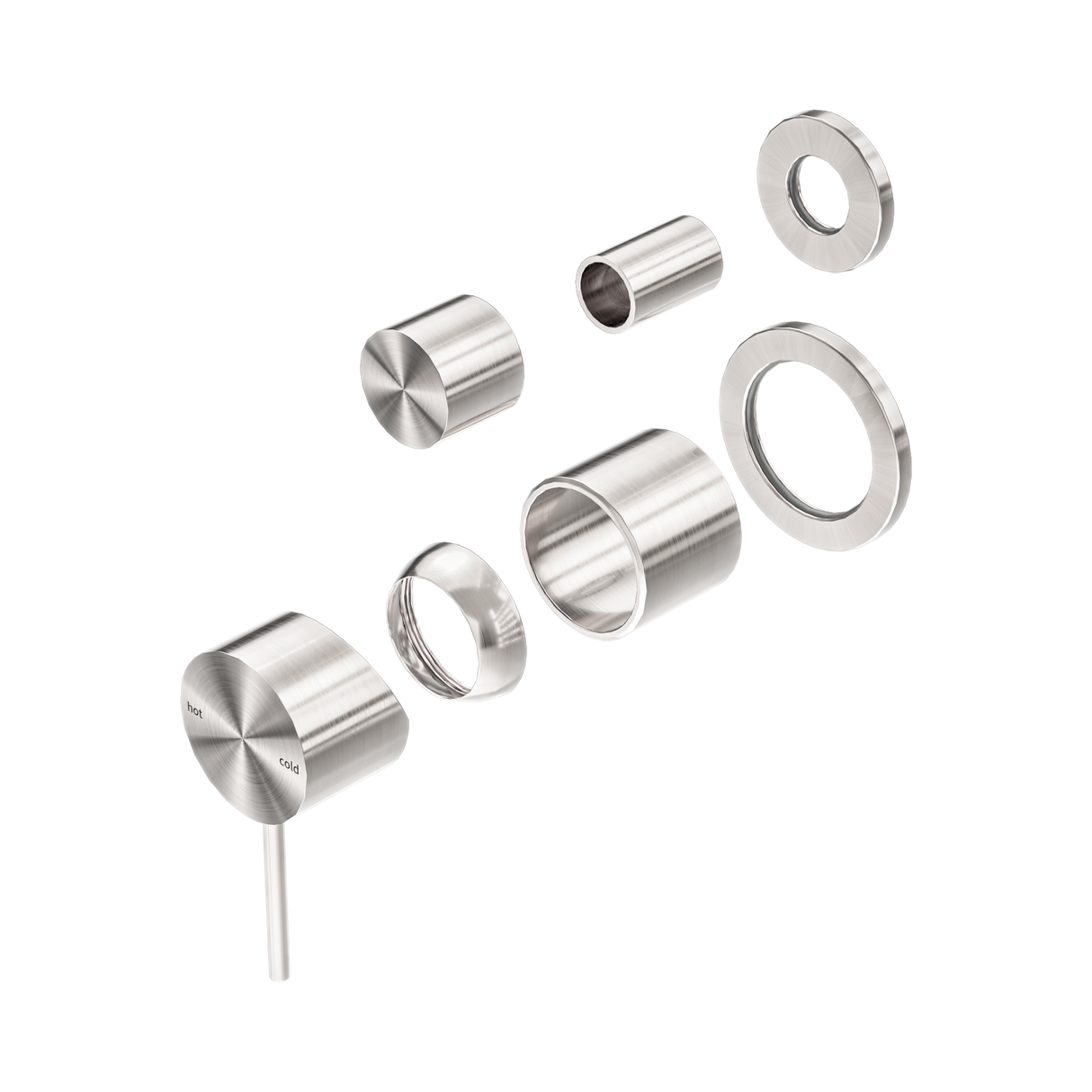 An image of Nero Tapware Mecca Shower Mixer With Diverter Separate Back Plate Trim Kits Only Brushed Nickel