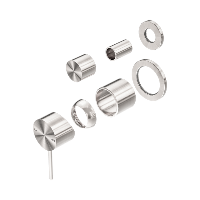 An image of Nero Tapware Mecca Shower Mixer With Diverter Separate Back Plate Trim Kits Only Brushed Nickel