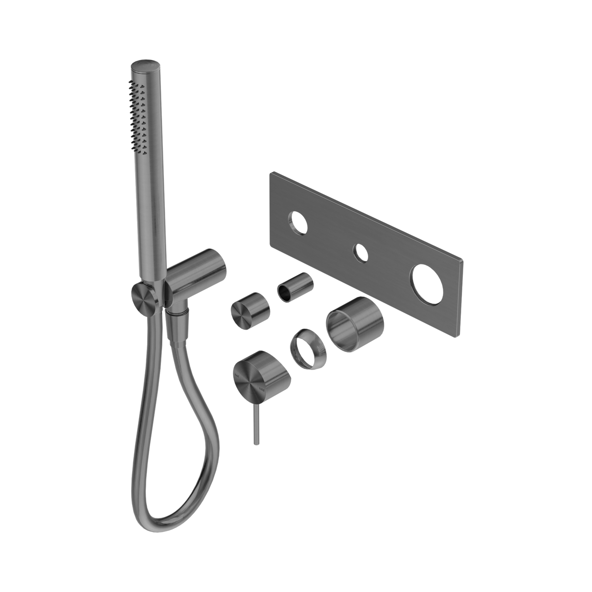 An image of Nero Tapware Mecca Shower Mixer Diverter System Trim Kits Only Gun Metal