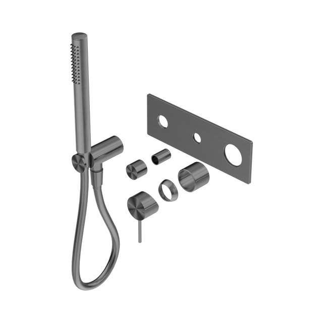An image of Nero Tapware Mecca Shower Mixer Diverter System Trim Kits Only Gun Metal