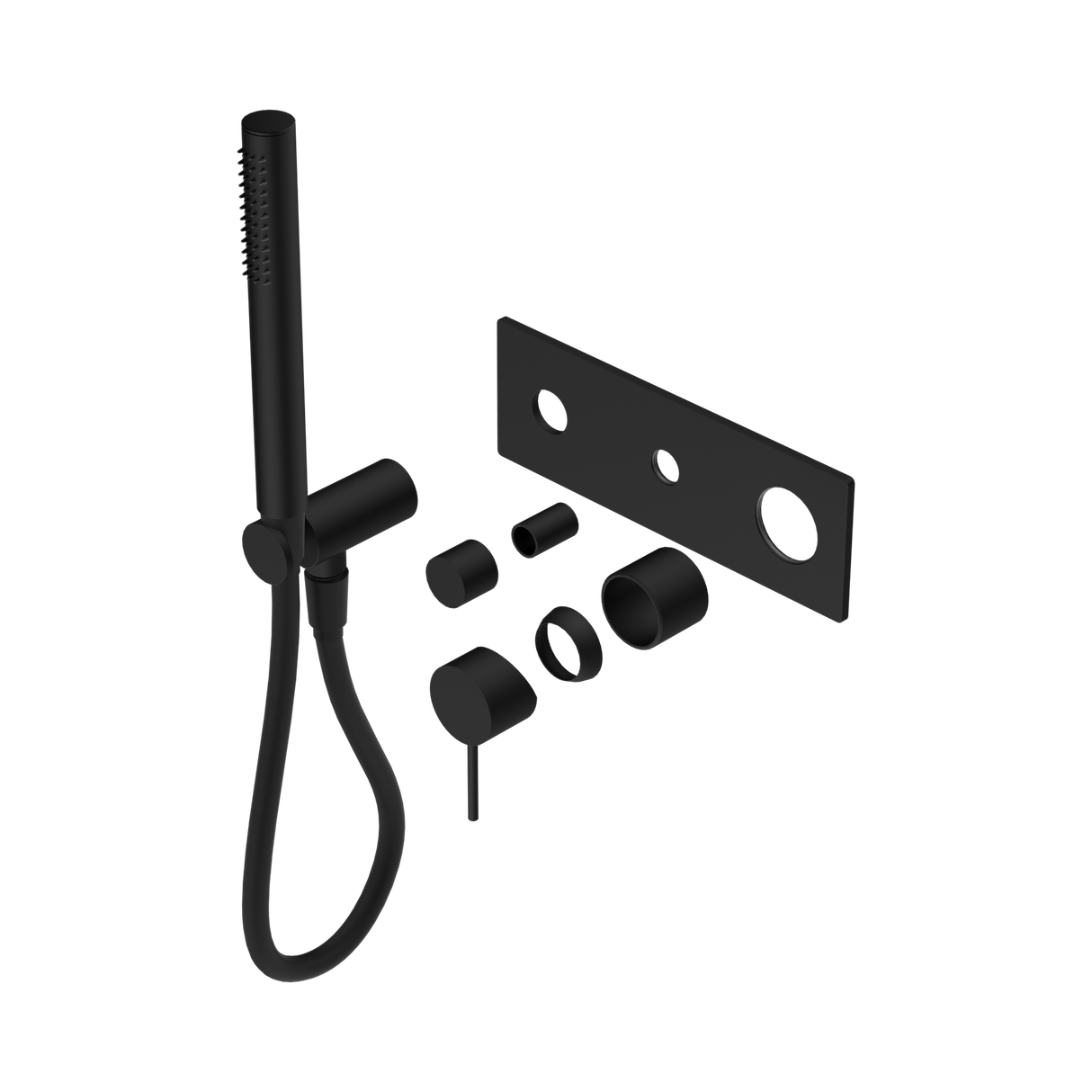 An image of Nero Tapware Mecca Shower Mixer Diverter System Trim Kits Only Matte Black