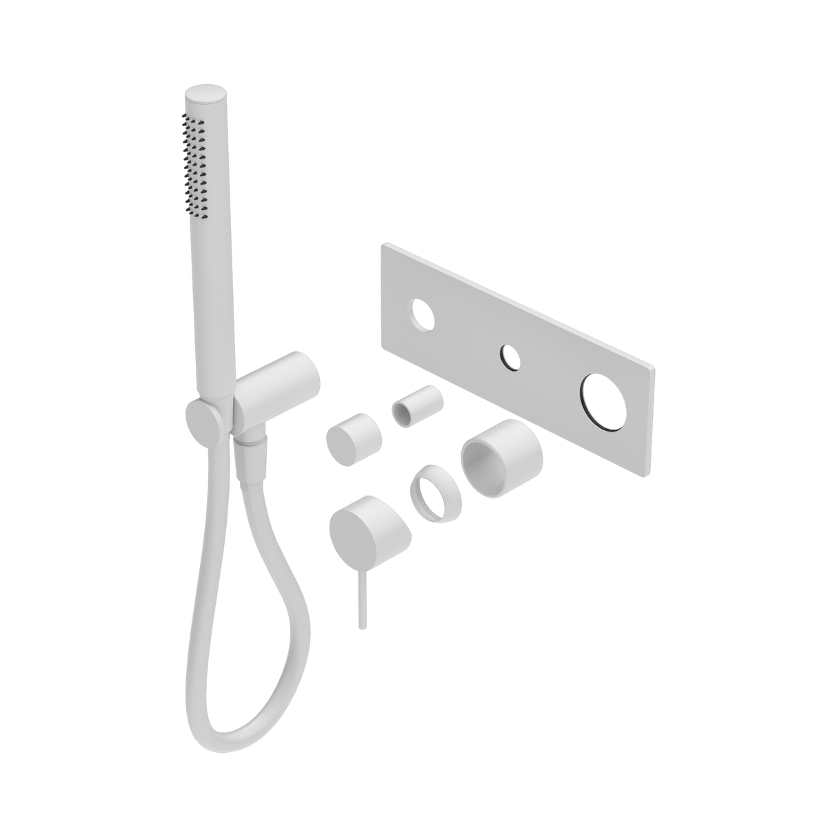 An image of Nero Tapware Mecca Shower Mixer Diverter System Trim Kits Only Matte White