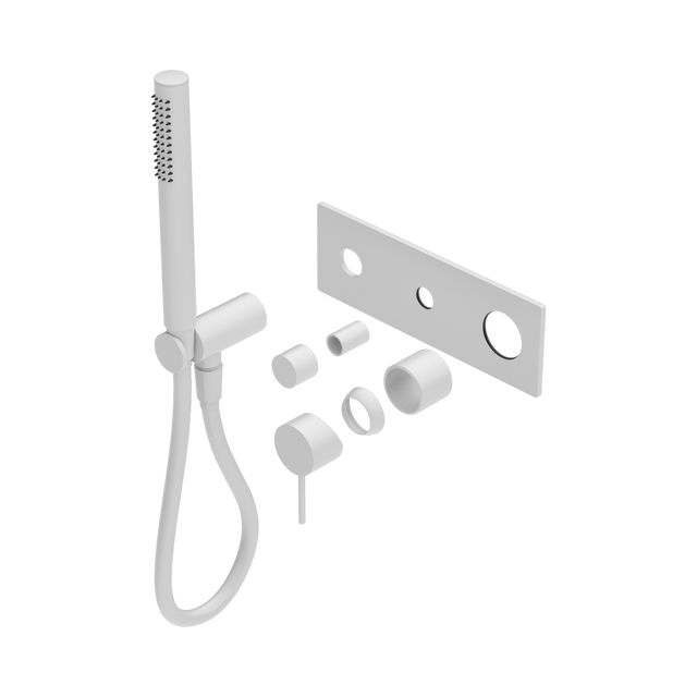 An image of Nero Tapware Mecca Shower Mixer Diverter System Trim Kits Only Matte White