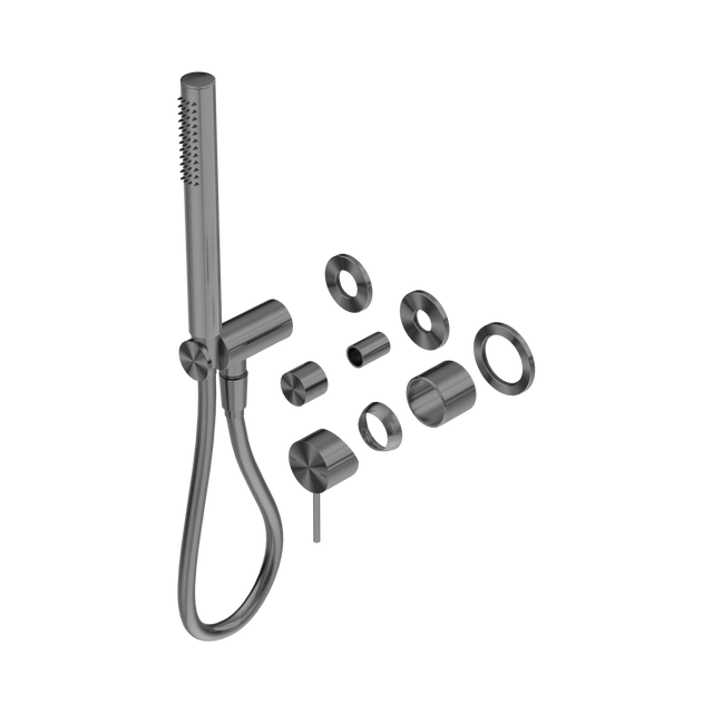 An image of Nero Tapware Mecca Shower Mixer Diverter System Separate Back Plate Trim Kits Only Gun Metal
