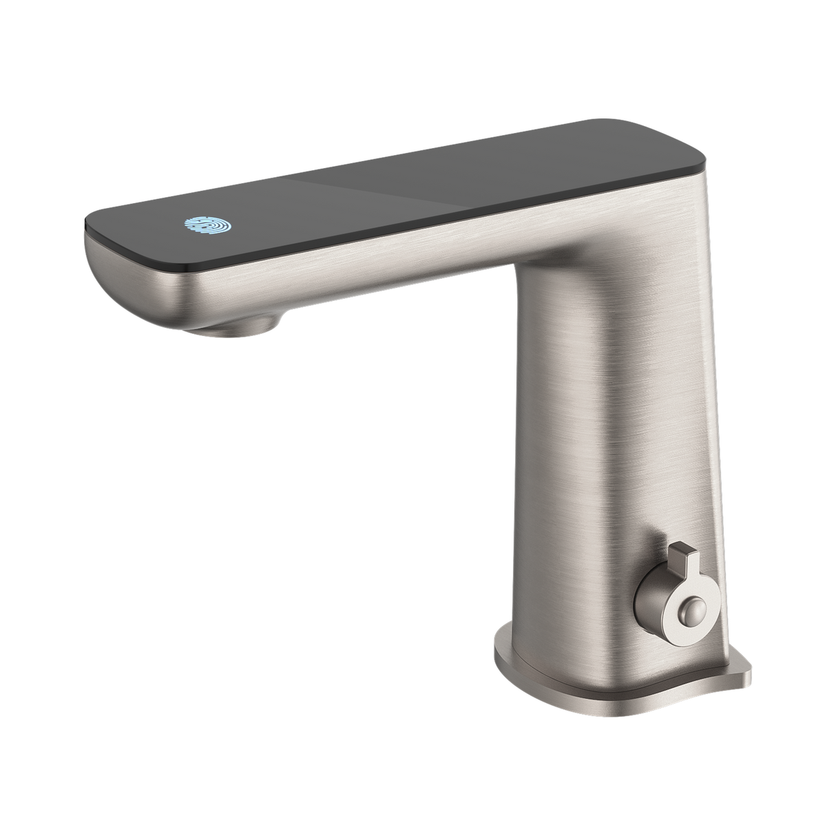 An image of Nero Tapware Claudia Sensor Mixer With Black Top Display Brushed Nickel