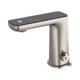 An image of Nero Tapware Claudia Sensor Mixer With Black Top Display Brushed Nickel