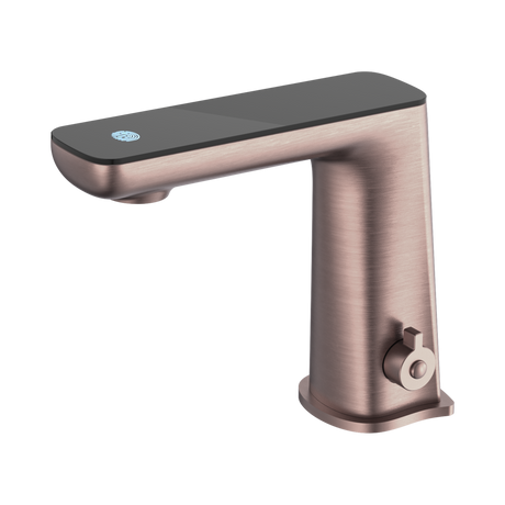 An image of Nero Tapware Claudia Sensor Mixer With Black Top Display Brushed Bronze