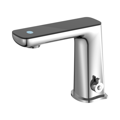 An image of Nero Tapware Claudia Sensor Mixer With Black Top Display Chrome