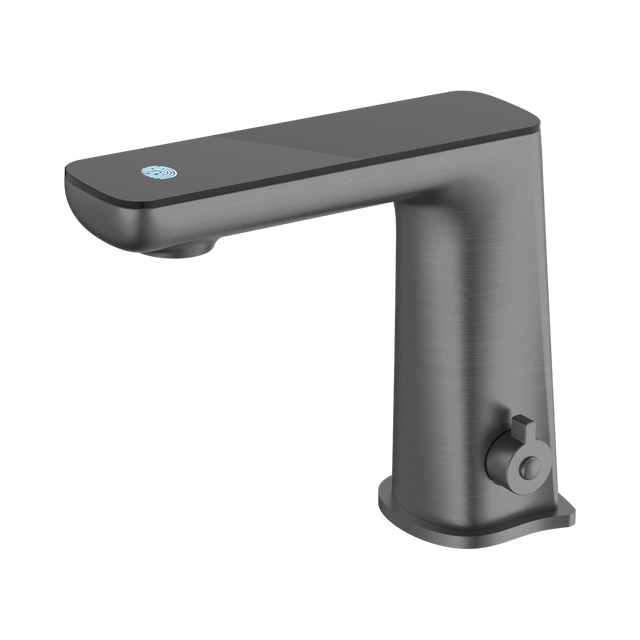 An image of Nero Tapware Claudia Sensor Mixer With Black Top Display Gun Metal