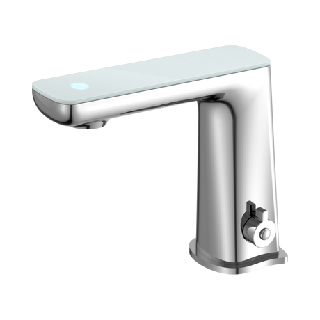 An image of Nero Tapware Claudia Sensor Mixer With White Top Display Chrome