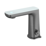 An image of Nero Tapware Claudia Sensor Mixer With White Top Display Gun Metal