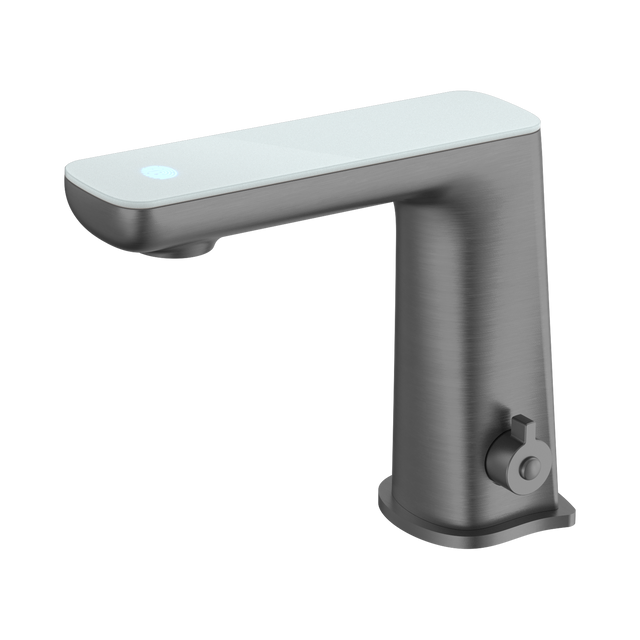 An image of Nero Tapware Claudia Sensor Mixer With White Top Display Gun Metal