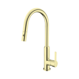 An image of Nero Tapware Pearl Pull Out Sink Mixer With Vegie Spray Function Brushed Gold