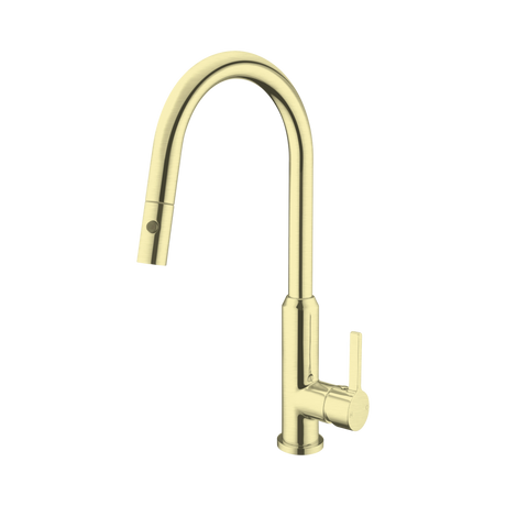An image of Nero Tapware Pearl Pull Out Sink Mixer With Vegie Spray Function Brushed Gold