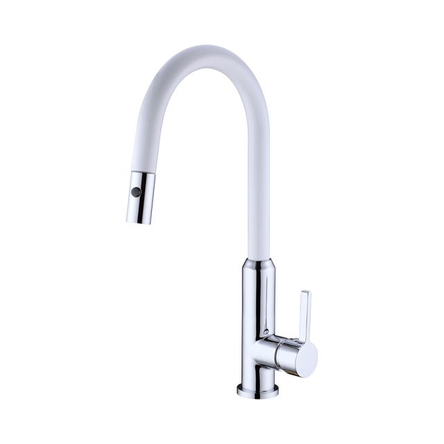 An image of Nero Tapware Pearl Pull Out Sink Mixer With Vegie Spray Function Chrome White