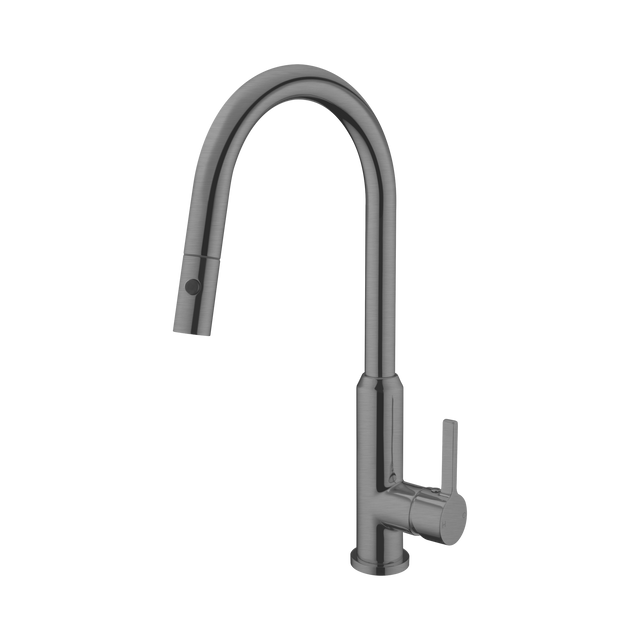 An image of Nero Tapware Pearl Pull Out Sink Mixer With Vegie Spray Function Gun Metal