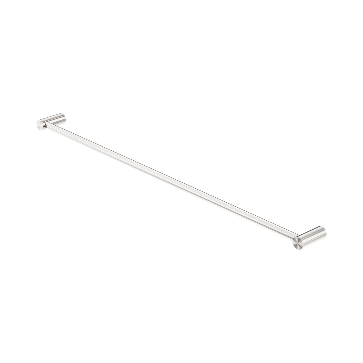 An image of Nero Tapware New Mecca Single Towel Rail 800mm Brushed Nickel