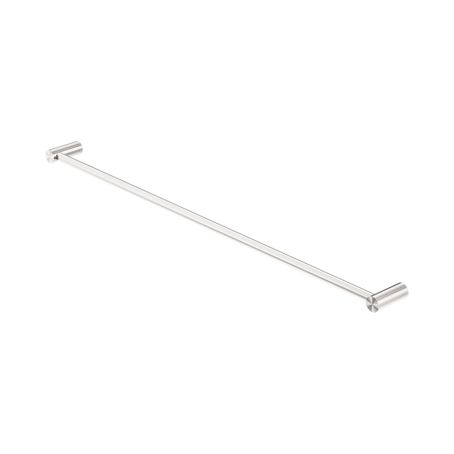 An image of Nero Tapware New Mecca Single Towel Rail 800mm Brushed Nickel