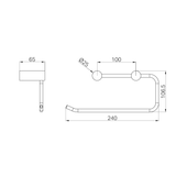 A line drawing of Nero Tapware New Mecca Hand Towel Rail Matte Black