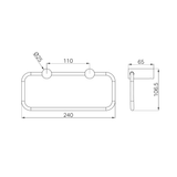 A line drawing of Nero Tapware New Mecca Towel Ring Brushed Nickel