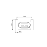 A line drawing of Nero Tapware New Mecca Soap Dish Holder Matte Black