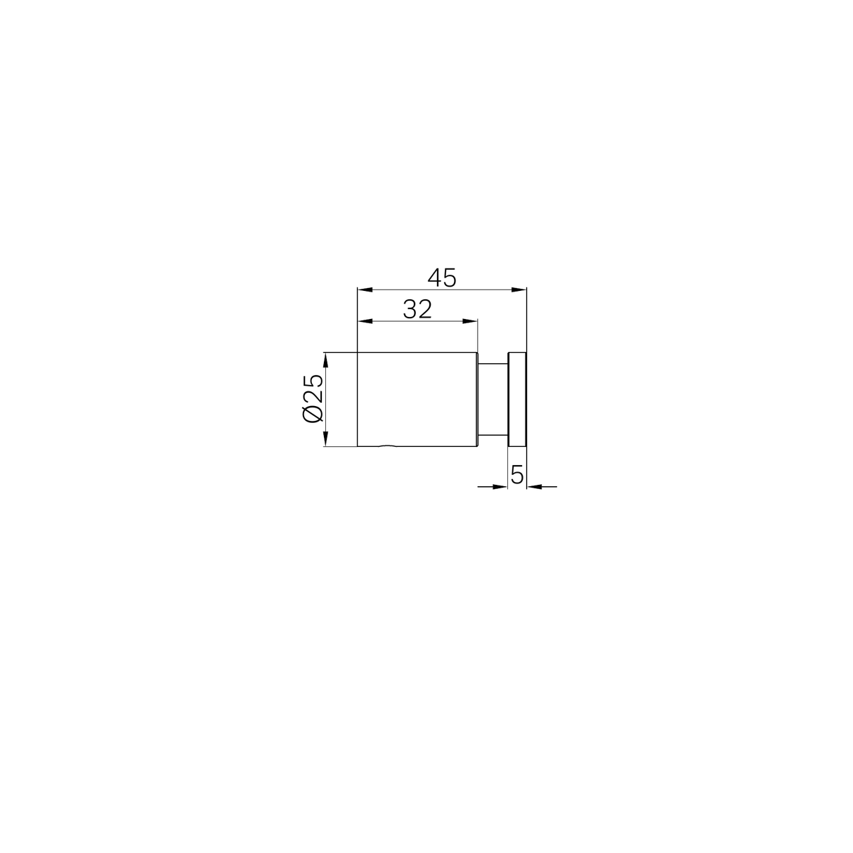 A line drawing of Nero Tapware New Mecca Robe Hook Brushed Gold