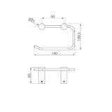 A line drawing of Nero Tapware New Mecca Toilet Roll Holder Matte Black