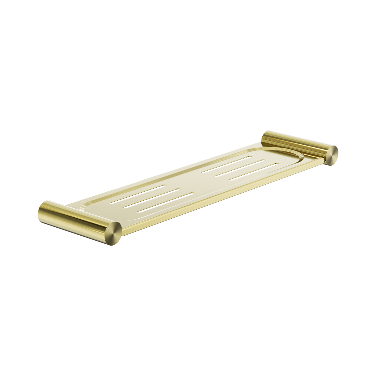 An image of Nero Tapware New Mecca Metal Shower Shelf Brushed Gold