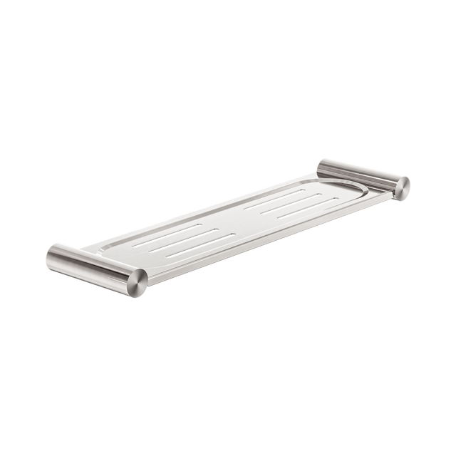 An image of Nero Tapware New Mecca Metal Shower Shelf Brushed Nickel