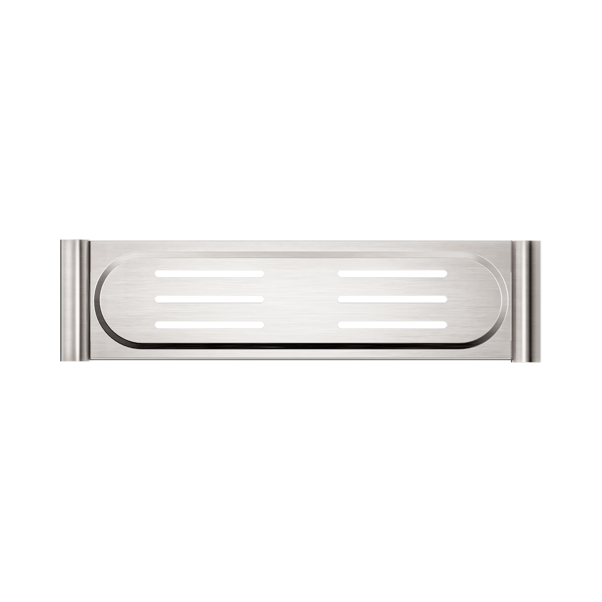 An image of Nero Tapware New Mecca Metal Shower Shelf Brushed Nickel
