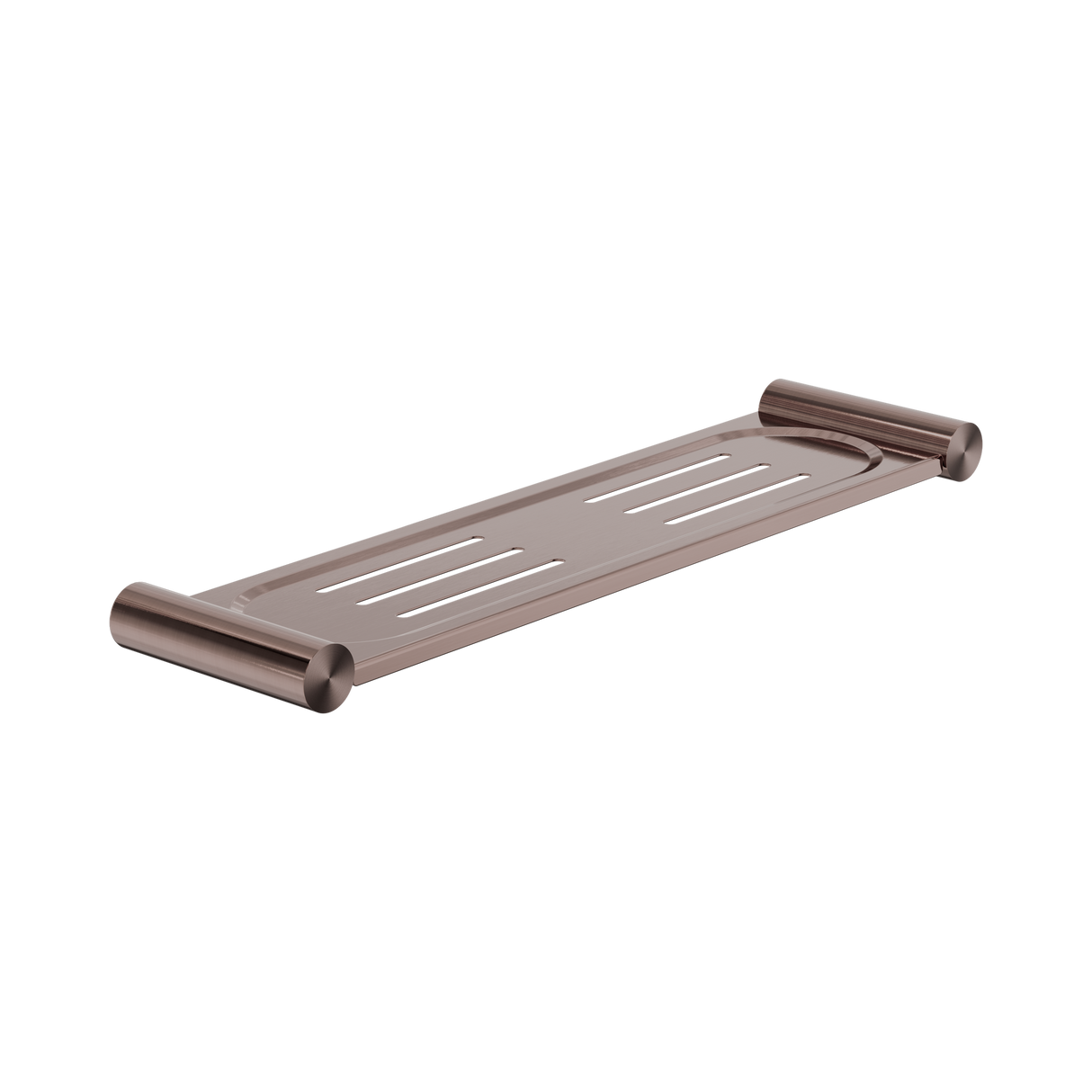 An image of Nero Tapware New Mecca Metal Shower Shelf Brushed Bronze
