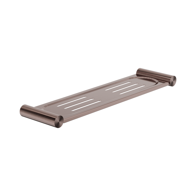 An image of Nero Tapware New Mecca Metal Shower Shelf Brushed Bronze