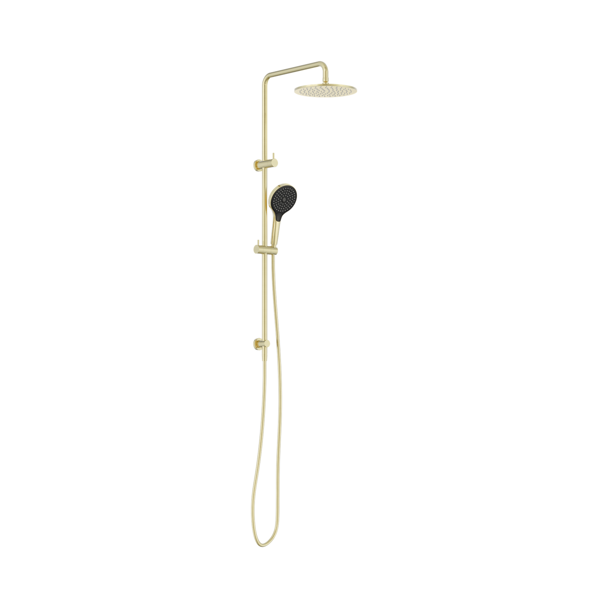 An image of Nero Tapware Round Twin Shower With Air Shower II Brushed Gold