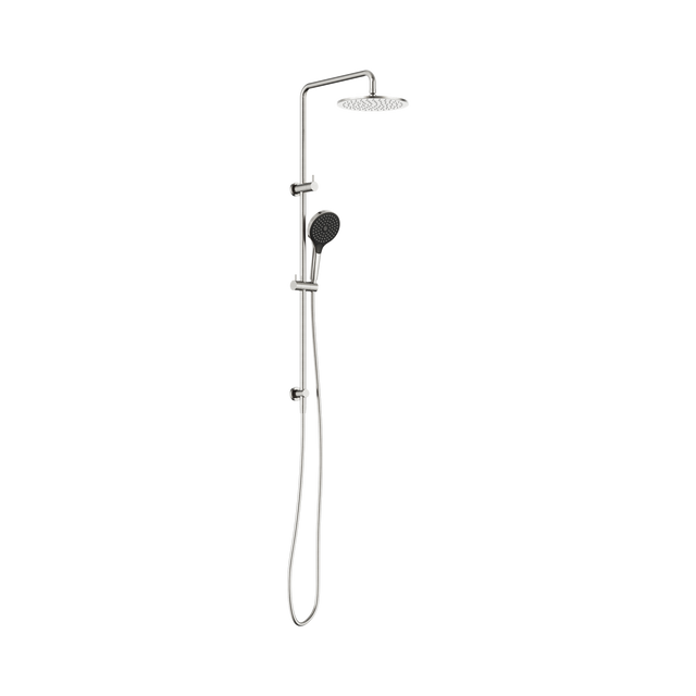 An image of Nero Tapware Round Twin Shower With Air Shower II Brushed Nickel
