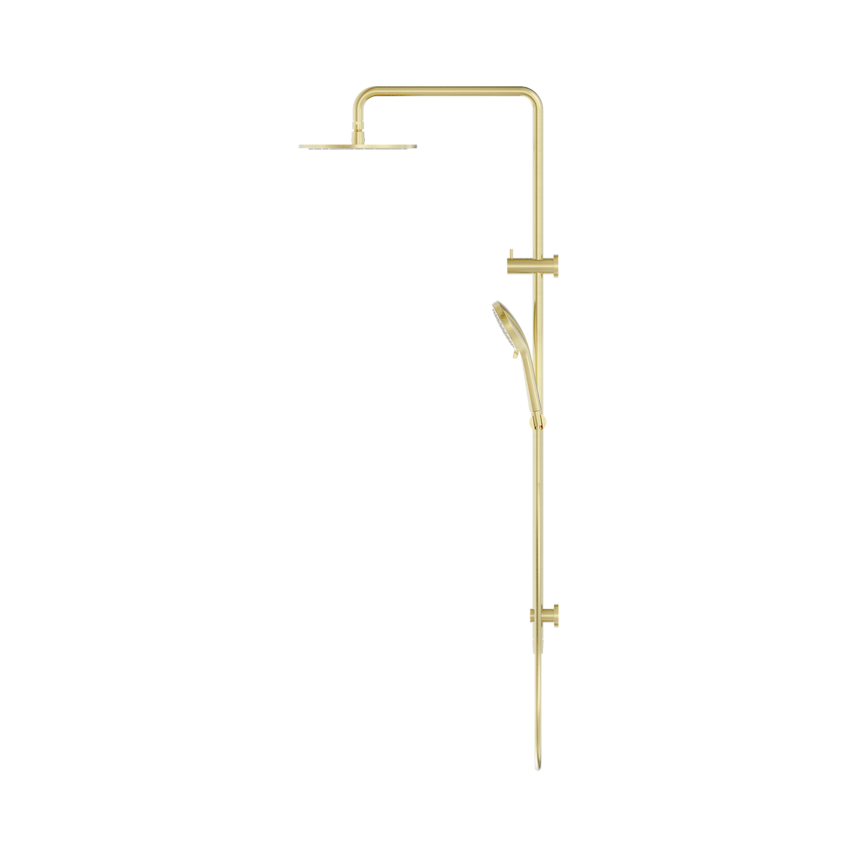 An image of Nero Tapware Round Twin Shower Brushed Gold