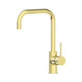 An image of Nero Tapware Dolce Kitchen Mixer Square Shape Brushed Gold