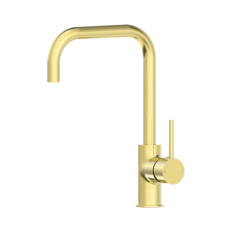 An image of Nero Tapware Dolce Kitchen Mixer Square Shape Brushed Gold