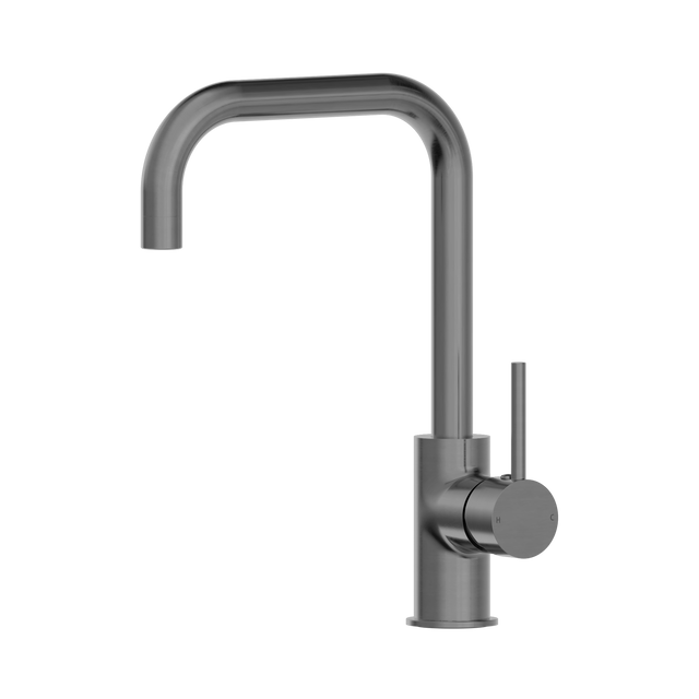 An image of Nero Tapware Dolce Kitchen Mixer Square Shape Gun Metal