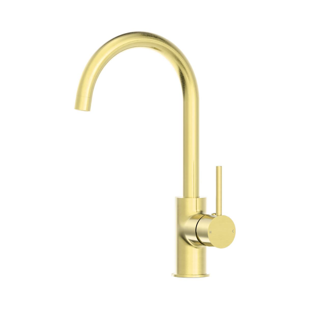 An image of Nero Tapware Dolce Kitchen Mixer Gooseneck Brushed Gold