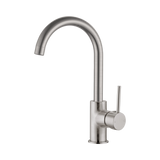 An image of Nero Tapware Dolce Kitchen Mixer Gooseneck Brushed Nickel