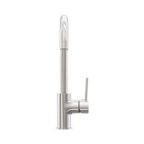 An image of Nero Tapware Dolce Kitchen Mixer Gooseneck Brushed Nickel